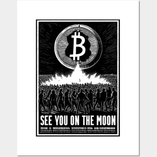 BITCOIN "SEE YOU ON THE MOON"(black) Posters and Art